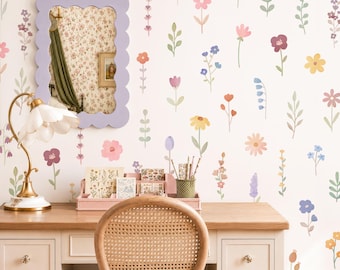 Wildflower Wall Decals - Reusable & Removable Fabric Decals, Flower Stickers, Floral Wall Decor, Girl Room Decor, Nursery Wall Art