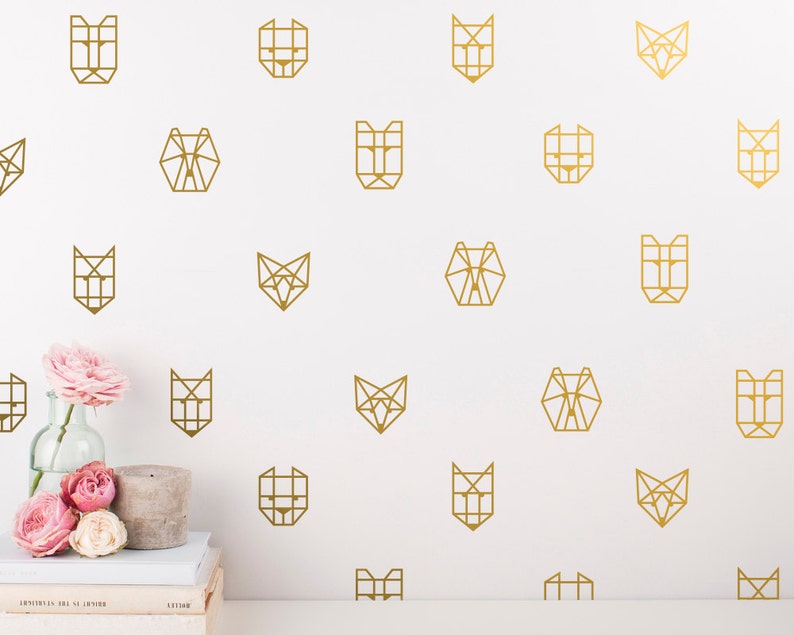 Geometric Animal Wall Decals 30 Vinyl Wall Decals Unique Etsy