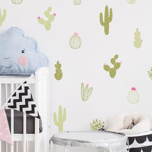 Cactus Wall Decals Multicolor Vinyl Wall Decals, Nursery Wall Decals, Nursery Wall Stickers, Kids Room Decals, Cute Colorful Cacti Decals image 3