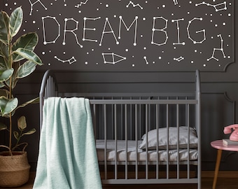 Calcomanía Dream Big Constellations - Decoración de constelaciones, Regalo del zodíaco, Calcomanías de estrellas, Decoración del zodíaco, Arte de pared de constelaciones, Constelaciones espaciales