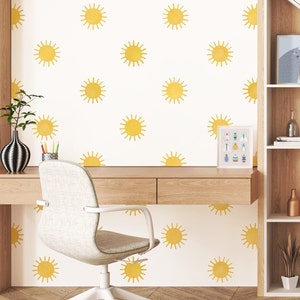 Sun Wall Decals - Reusable and Removable Wall Stickers, Watercolor Sunshine Wall Art, Nursery Decor