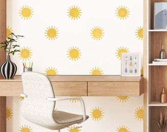 Sun Wall Decals - Reusable and Removable Wall Stickers, Watercolor Sunshine Wall Art, Nursery Decor