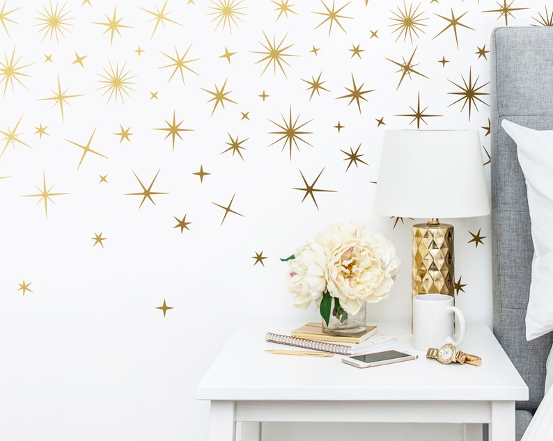 sparkle wall decals gold star decals nursery wall decals | etsy