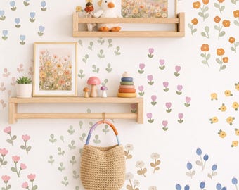 Flower Wall Decals - Removable & Reusable Fabric Wall Stickers, Floral Nursery Decor, Flower Decals, Girls Room Art, Girl Nursery Wall Decor