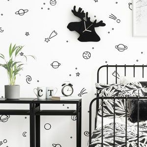 Space Wall Decals - Outer Space Nursery Decor, Moon and Stars Wall Stickers, Kids Room Wall Art, Celestial Wall Decor, Astronomy Gift