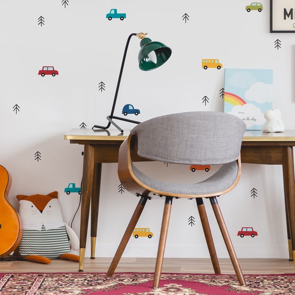 Calcomanías de pared para automóviles y camiones: pegatinas de pared removibles, decoración de la guardería para niños, arte de la pared de la habitación para niños, decoración de la pared de la sala de juegos