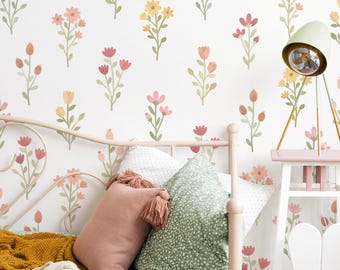 Flower Wall Decals - Nursery Decor, Floral Wall Art, Daisy Wall Decal, Reusable and Removable Flower Wall Stickers