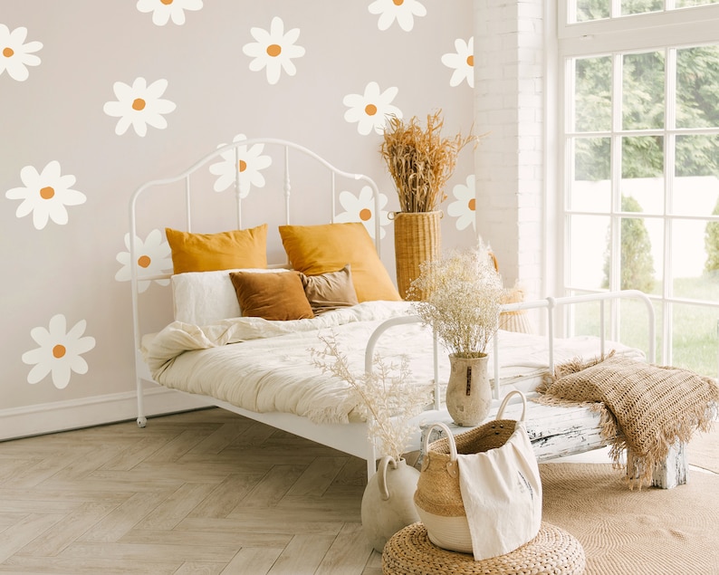 Daisy Wall Decals Nursery Decor, Kids Room Wall Art, Removable Flower Wall Stickers image 3