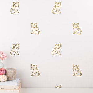Geometric Fox Decals - Fox Wall Decal Set, Nursery Decals, Nursery Decor, Wall Stickers, Geometric Wall Decal, Gold Vinyl Decals