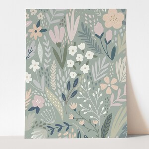 Botanical Art Print - Digital Nursery Print, Printable Boho Wall Art, Neutral Flower Art Print, Kids Room Wall Decor