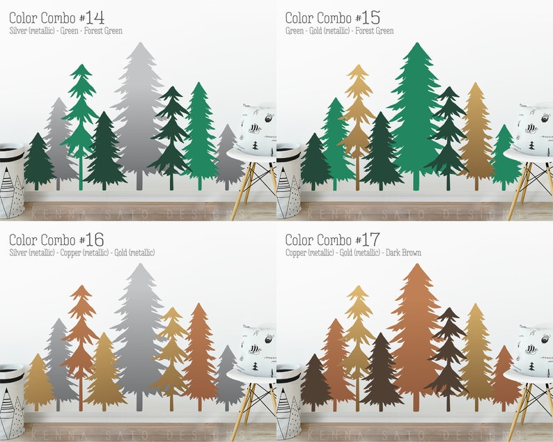 Pine Tree Forest Wall Decals 3 Color Tree Decals Forest Etsy UK