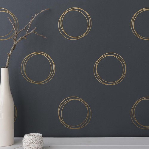 Geometric Wall Decals Circle Wall Decals Ring Decals Gold Etsy