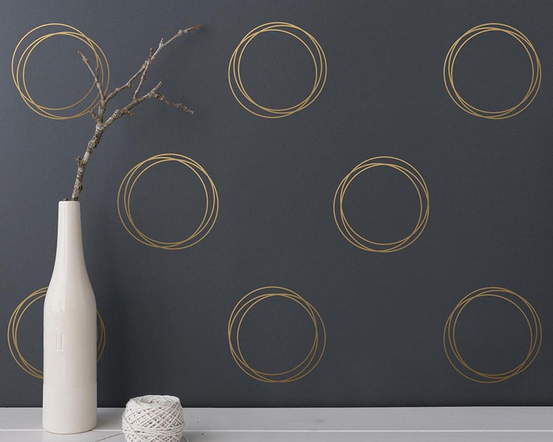 Geometric Wall Decals Circle Wall Decals, Ring Decals, Gold Decal, Unique Modern Wall Decals image 1