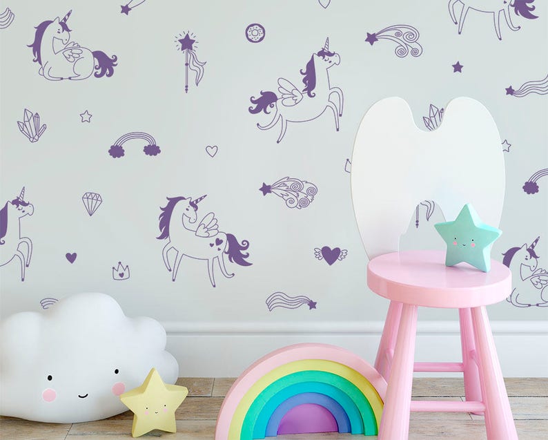 Magical Unicorn Wall Decals Wall Decor, Gift for Her, Unicorn Decor, Nursery Decor, Gift for Daughter, Unicorn, Vinyl Wall Decals image 2