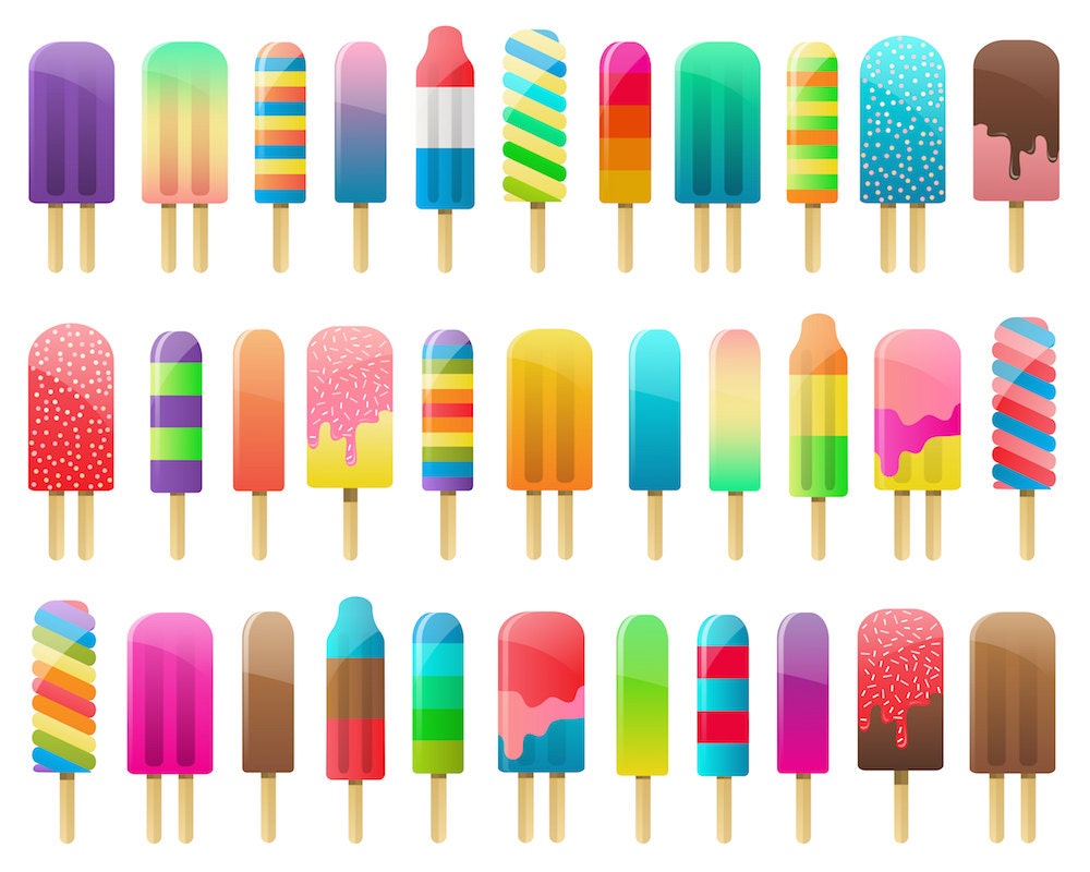 Buy Popsicles And Ice Cream Clipart Set Of Vector PNG Online In India Etsy