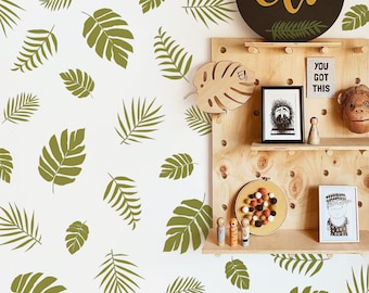 Jungle Nursery Decals - Palm Leaf Wall Decals, Tropical Wall Decor, Kids Room Wall Stickers, Safari Nursery Art