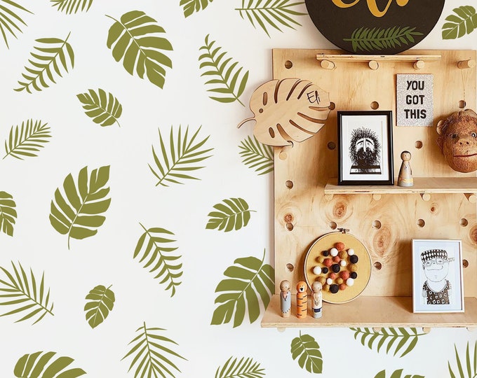 Jungle Nursery Decals - Palm Leaf Wall Decals, Tropical Wall Decor, Kids Room Wall Stickers, Safari Nursery Art