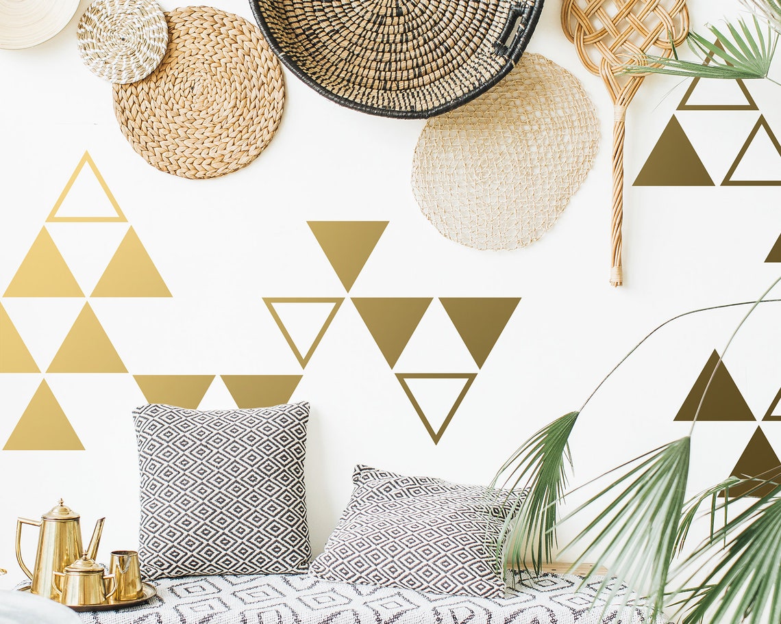 Large Triangle Wall Decals Geometric Vinyl Decals Gold Etsy