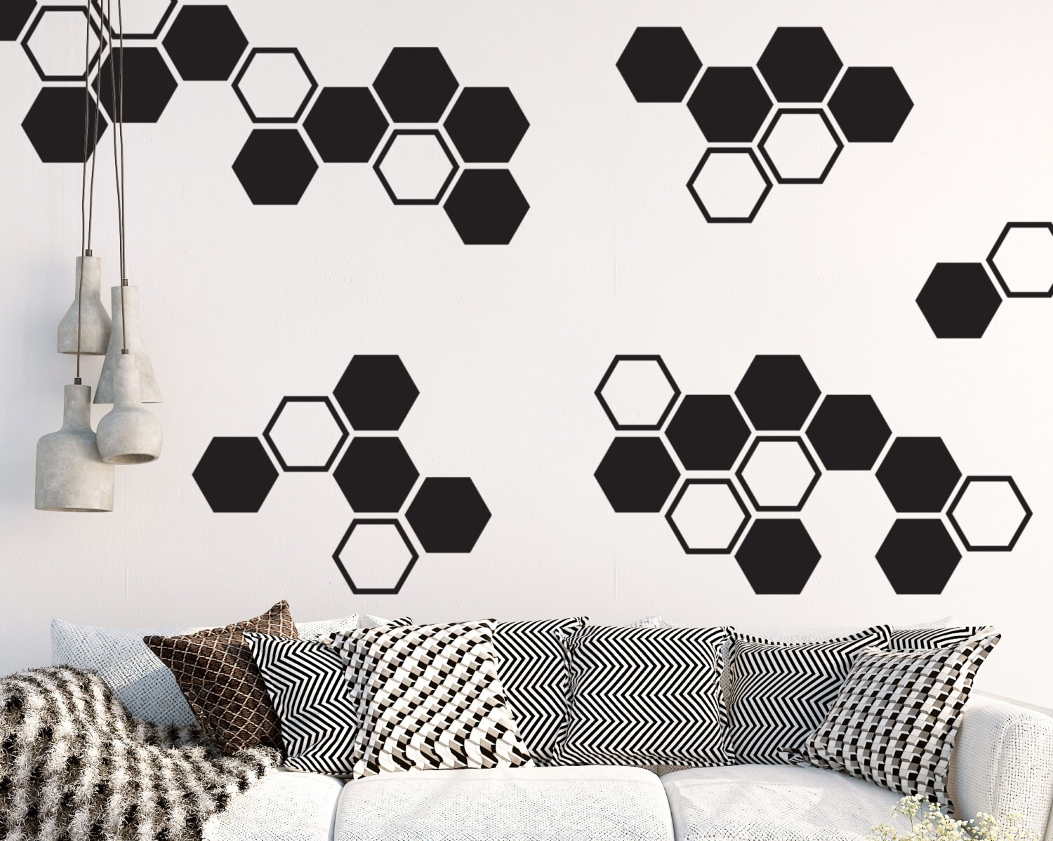 Large Wall Decals Hexagon Vinyl Decals Geometric Etsy Canada