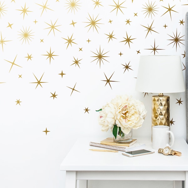 Sparkle Wall Decals - Gold Star Decals, Nursery Wall Decals, Star Wall Stickers, Removable Wall Decals, Sparkle Wall Stickers