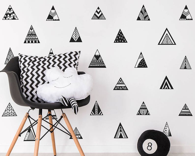 Mountain Wall Decals Scandinavian Style Decals Triangle Etsy
