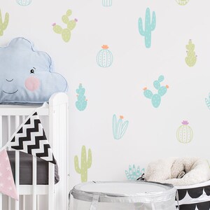 Cactus Wall Decals Multicolor Vinyl Wall Decals, Nursery Wall Decals, Nursery Wall Stickers, Kids Room Decals, Cute Colorful Cacti Decals image 5