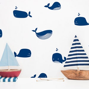 Whale Wall Decals - Nursery Decals, Kids Room Decals, Nursery Decor, Wall Decor, Nautical Decor, Whale Stickers, Boys Room, Girls Room, Gift