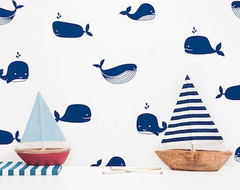 Whale Wall Decals - Nursery Decals, Kids Room Decals, Nursery Decor, Wall Decor, Nautical Decor, Whale Stickers, Boys Room, Girls Room, Gift