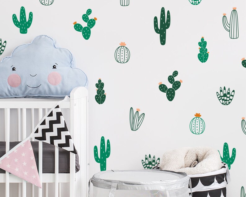 Cactus Wall Decals Multicolor Vinyl Wall Decals, Nursery Wall Decals, Nursery Wall Stickers, Kids Room Decals, Cute Colorful Cacti Decals image 7