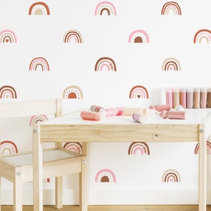 Calcomanías de pared de arco iris estampadas - Arco iris boho, pegatinas de pared de arco iris personalizadas, decoración de pared colorida, decoración de habitación para niños, arte de pared de guardería