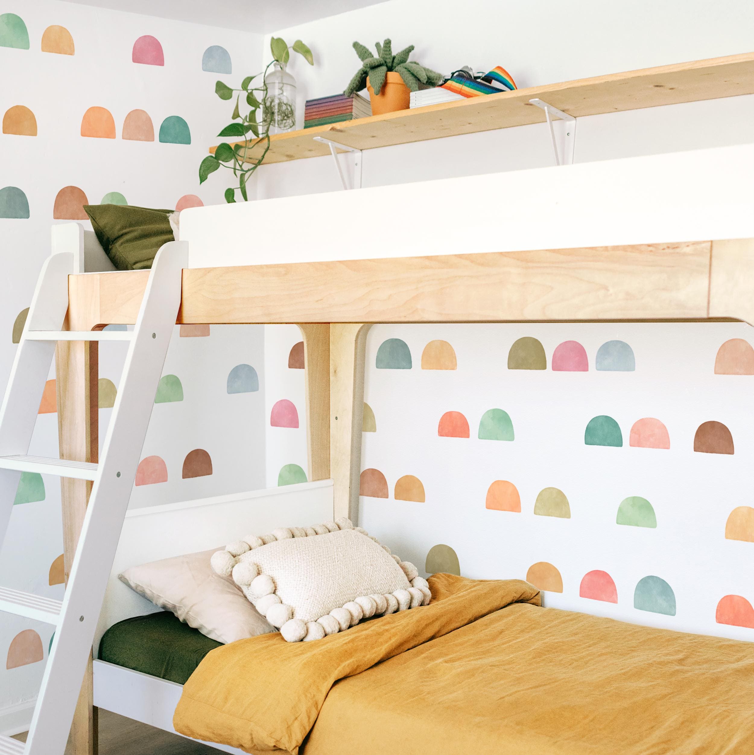 Scallop Wall Decals - Nursery Decor, Watercolor Hill Wall Art, Abstract Modern Kids Room Decal, Reusable and Removable Wall Stickers