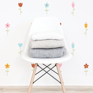Flower Wall Decals - Daisy Wall Stickers, Floral Nursery Decor, Kids Room Wall Art, Removable Wall Decor