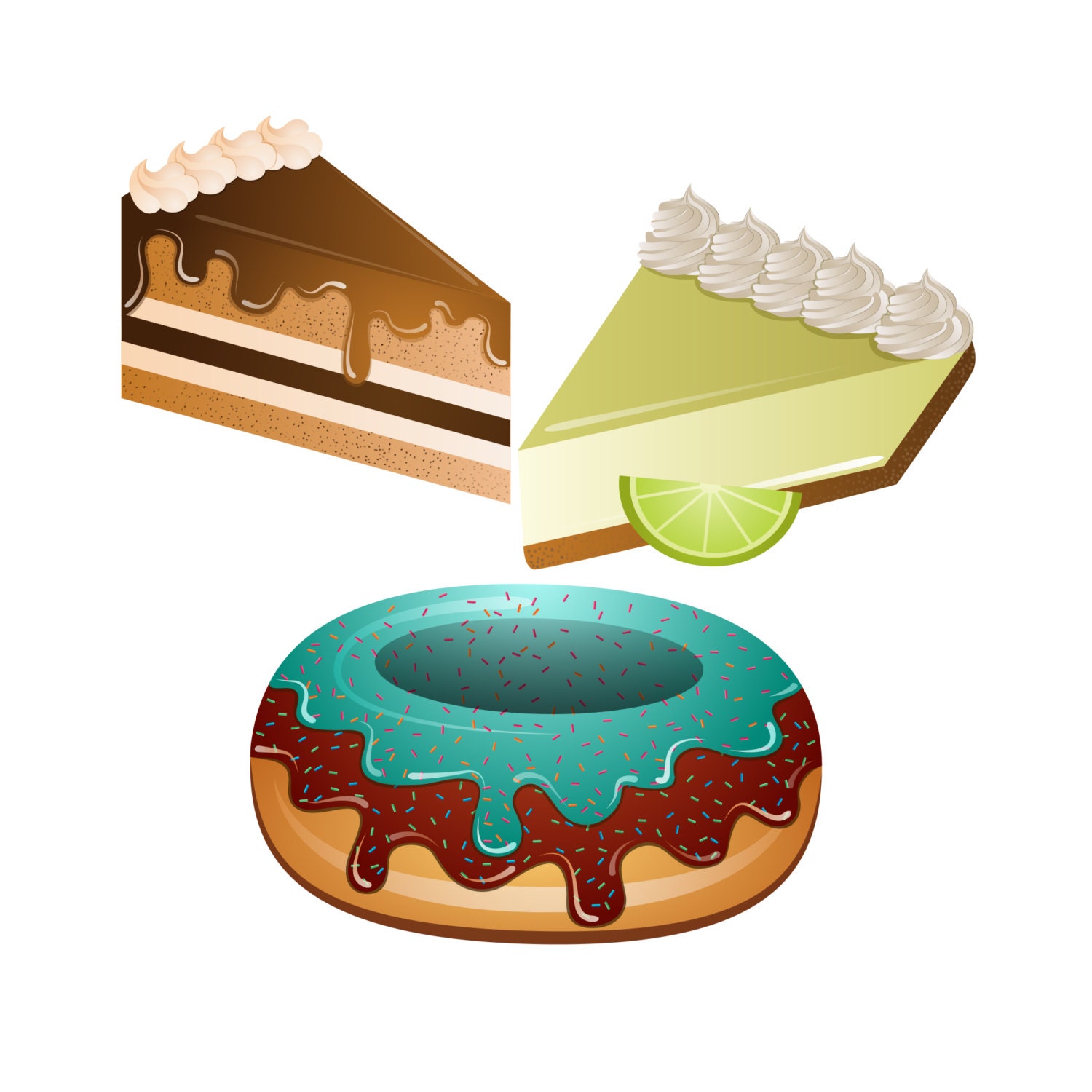 Desserts Clipart Set of 9 PNG JPG and Vector Desserts Etsy