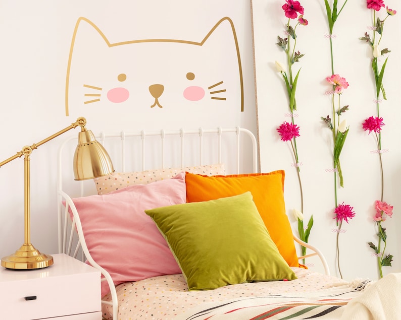 Cat Wall Decal Kids Room Wall Decor, Removable Wall Sticker, Nursery Decor image 1