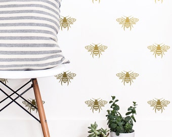 Bee Wall Decals - Bedroom Decals, Living Room Decals, Wall Decor, Wall Stickers, Bee Wall Art, Honey Bee Art