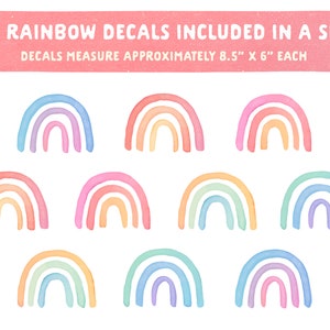 Watercolor Rainbow Wall Decals Rainbow Nursery Decor, Reusable Wall Stickers, Kids Room Wall Art image 2