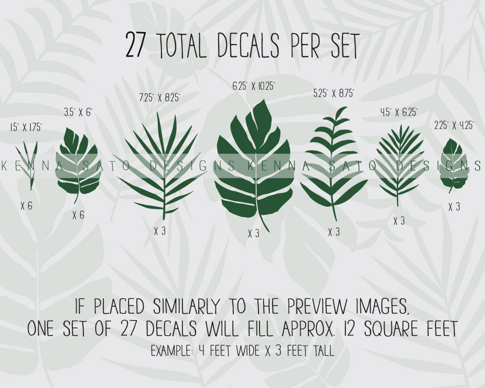 Jungle Nursery Decals Palm Leaf Wall Decals Tropical Wall Etsy