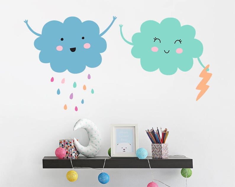 cloud wall decals vinyl wall decals nursery cloud decals | etsy