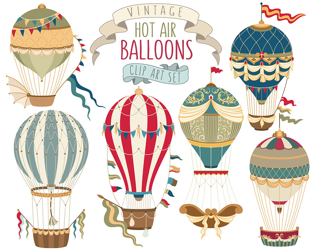 Vintage Hot Air Balloon Clipart - Unique Vector, PNG, & JPG Clip Art ...