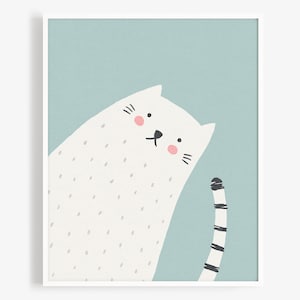 Cat Art Print - Nursery Art, Kids Room Wall Art, Baby Room Wall Decor, Cat Lover Gift
