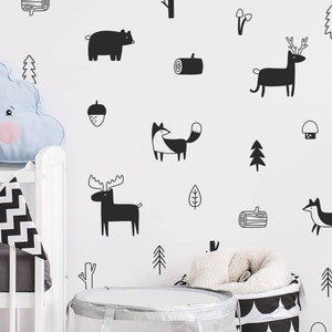 Woodland Wall Decals - Nursery Decals, Forest Decals, Tree Wall Decals, Animal Decals, Woodland Nursery Wall Stickers