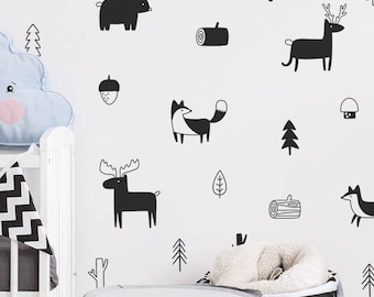 Woodland Wall Decals - Nursery Decals, Forest Decals, Tree Wall Decals, Animal Decals, Woodland Nursery Wall Stickers