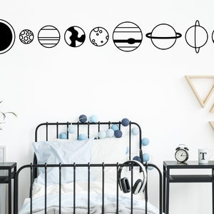 Naklejki ścienne Planet - Naklejki z kosmosem, wystrój pokoju dziecięcego, wystrój pokoju dziecięcego, sztuka ścienna z kosmosem, wystrój sypialni z kosmosem, naklejka z motywem słońca, naklejka z motywem ziemi