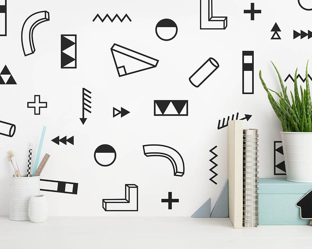 Modern Abstract Wall Decals Geometric Decals Vinyl Wall Etsy