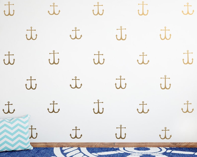 Anchor Wall Decals Nautical Decals, Nursery Decals, Anchor Decals, Cute Nautical Decor, Kids Room Wall Stickers image 1