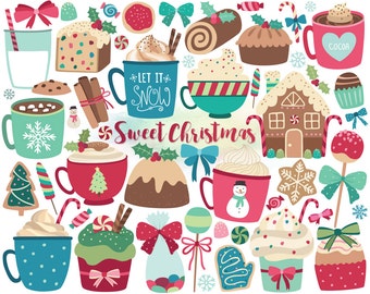 Christmas Clipart - Christmas Sweets & Treats Clip Art, Holiday Clipart, Digital Christmas, DIY Christmas Cards, Unique Holiday Printables