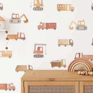 Truck Wall Decals - Nursery Decor, Watercolor Wall Art, Kids Room Decal, Reusable and Removable Wall Stickers
