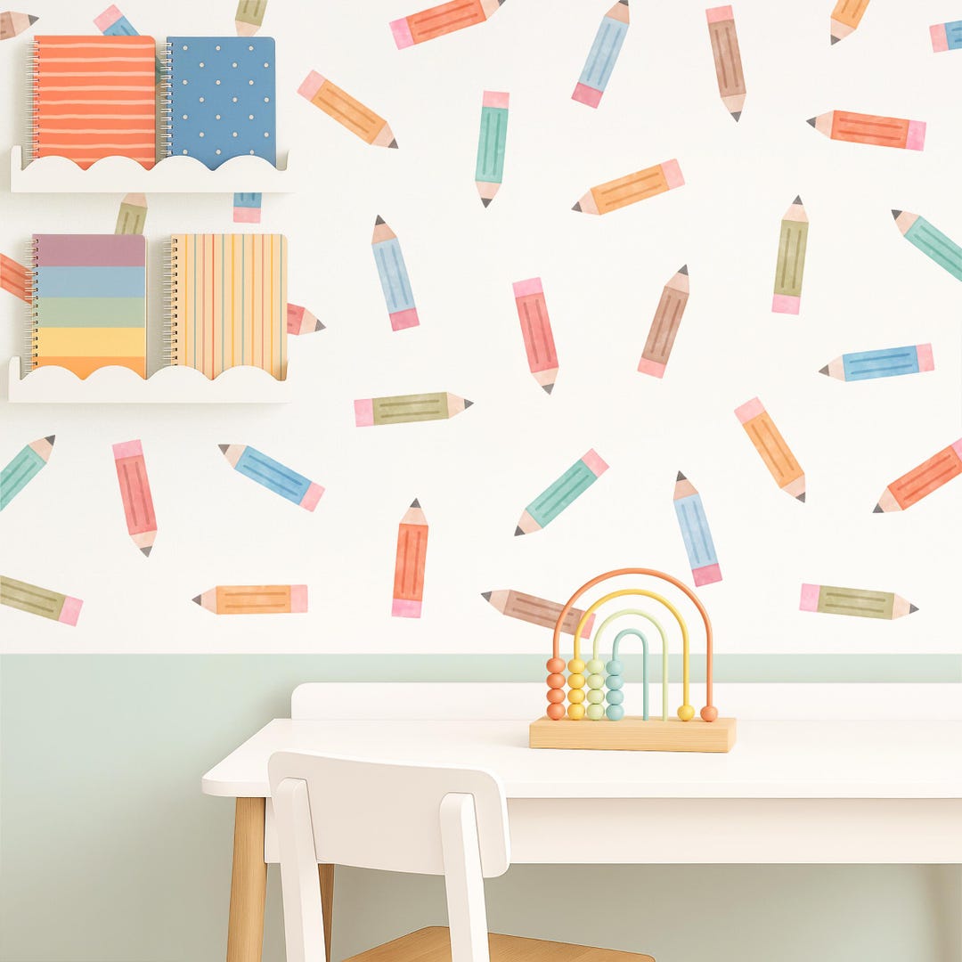 Pencil Wall Decals - Removable, Reusable Wall Stickers - Classroom ...