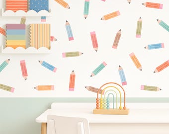 Pencil Wall Decals - Removable, Reusable Wall Stickers - Classroom Decor, Teacher Gift, Kids Room Decals, Nursery Wall Art