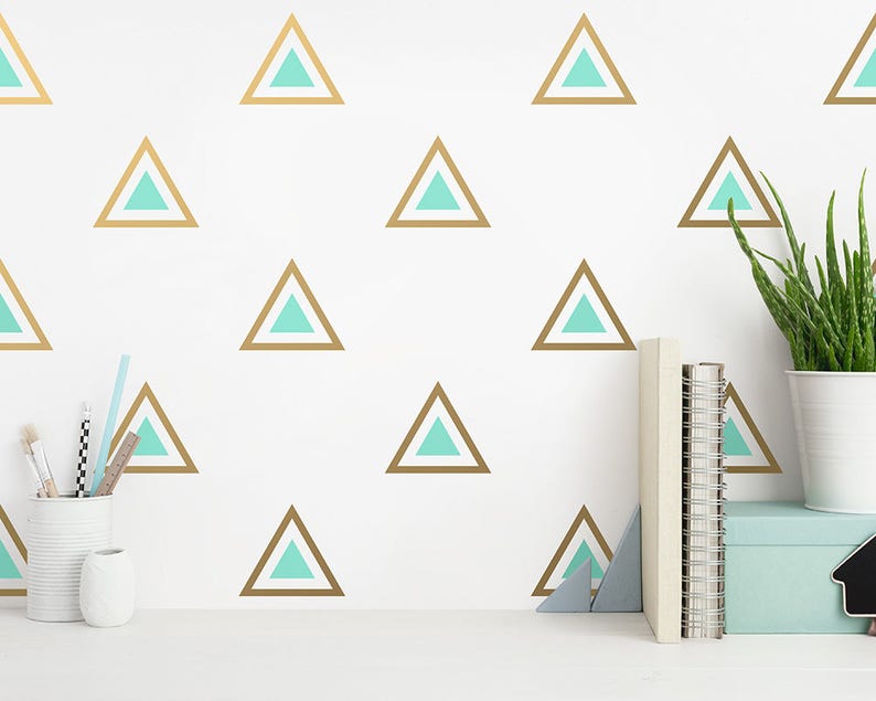 Triangle Wall Decals 2 Color Triangle Decals Nursery Etsy